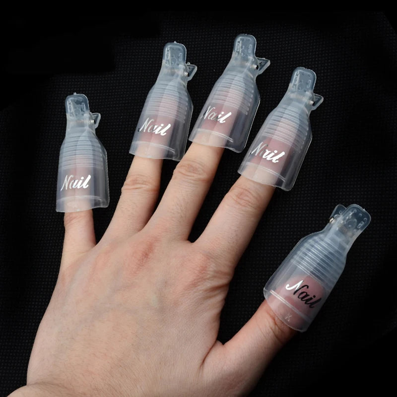 10Pcs Professional Plastic Pink/White Nail Art Soak Off Cap Clip 5*2cm*10Pcs UV Gel Polish Remover Wraps Remover Clips Cleaner