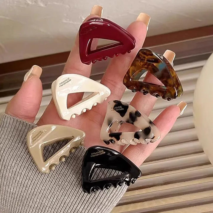 French Style Triangle Acetate Small Hair Claw For Women Girl Sweet Hair Ornament Mini Claw Clip Hairpin Hair Clip Hair Accessory