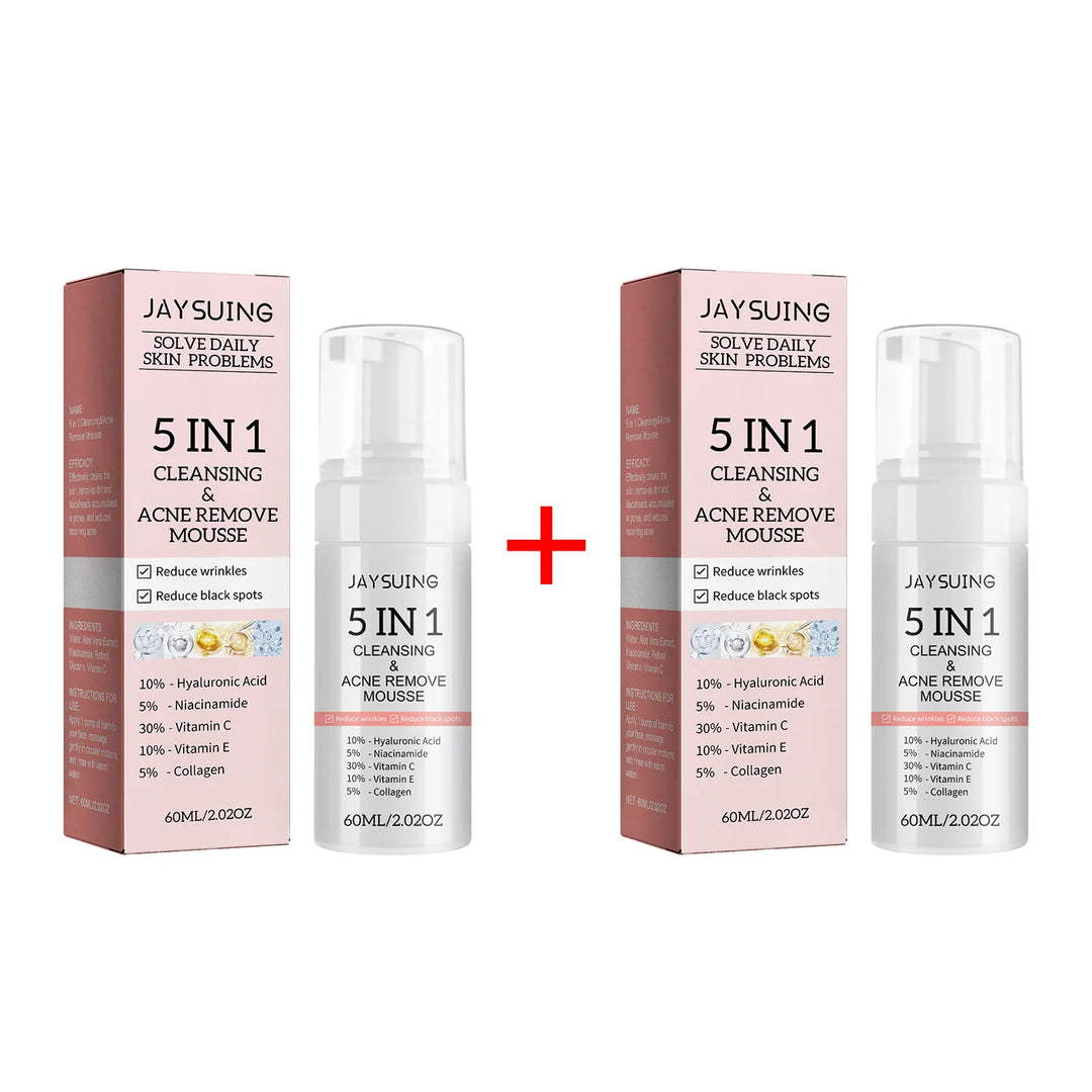 Hyaluronic Acid Cleansing Mousse Acne Removal Blackheads Oil Control Deep Exfoliating Peeling Shrink Pores Facial Cleanser Foam
