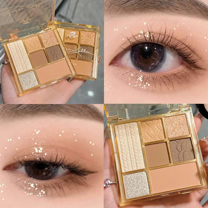 7 Colors Rose Red Brown Eye Shadow Palette Matte Glitter Pearly Eyeshadow Palette Lasting Charming Eye Makeup Palette Cosmetics