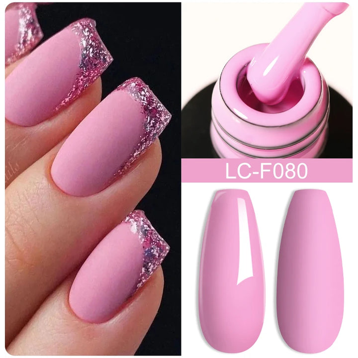 LILYCUTE 7ML Pink Glitter Nail Gel Polish Nude Natural Long Lasting Manicure Soak Off UV LED Nail Art Base Top Coat Gel Varnish