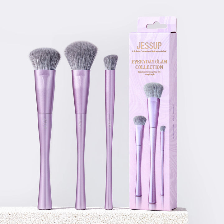 Jessup Makeup Brushes Set Professional 3/5/6/14pcs Vegan MakeUp Brush,Foundation Eyeshadow Contour Powder,Luxury Purple T512