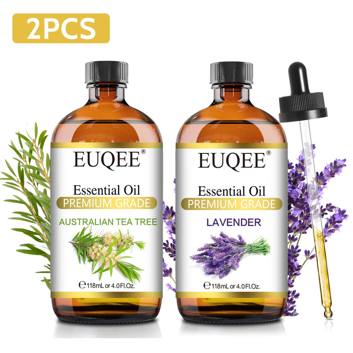 EUQEE 118ML Lavender Jasmine Eucalyptus Vanilla Peppermint Essential Oils with Glass Dropper For Humidifier Candle Making