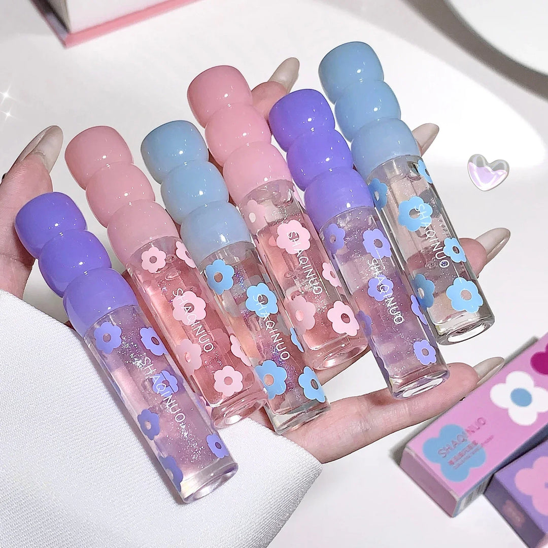 Fine Sparkling Lip Honey Shimmering Transparent Lip Gloss Moisturizing Crystal Jelly Lip Oil Clear Plumper Serum Tint Silicone
