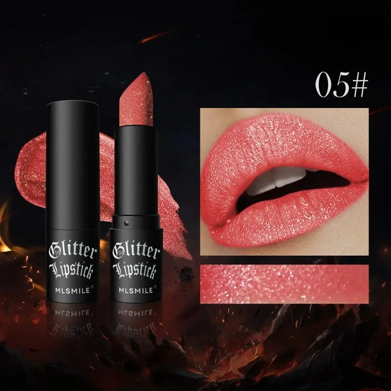 7 Colors Diamond Matte Lipstick Non-stick Cup Flash Lasting Pearlescent Metallic Lipstick Dark Black Lipgloss Women Lips Makeup