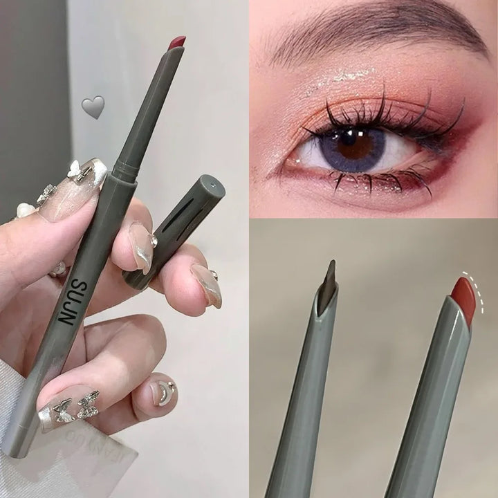 1Pc Matte Wine Red Silky Long-lasting Eye Liner Gel Pencil Lasting Smooth Easy To Color Waterproof Flat Head Eyeliner Eye Makeup