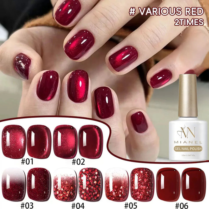 12ML 1-21PCS Autumn Nails Red through half the Sky Cat Eye Nail Glue Halloween New Whitening Glass Bead Cat Eye Nail Polish