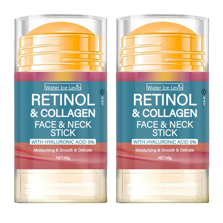 Retinol and Collagen Facial and Neck Care Stick Containing Hyaluronic Acid 5%, Moisturizing and Firming, Locking in Moisture, Day and Night Care, Portable Skin Care