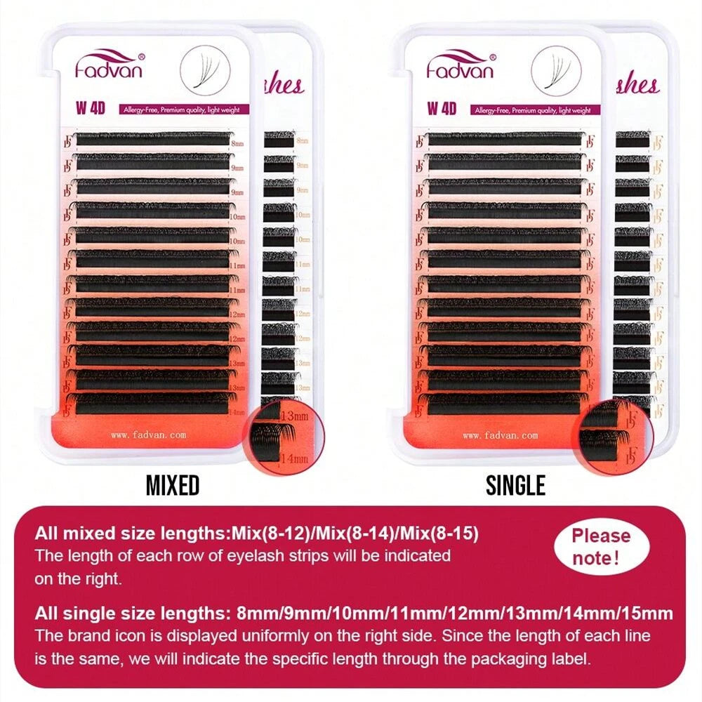 FADVAN 4D W Shaped C/D Curl Eyelash Extension Premade Volume Fans Soft Gradient Mink Easy Embellish Natural False Eyelashes