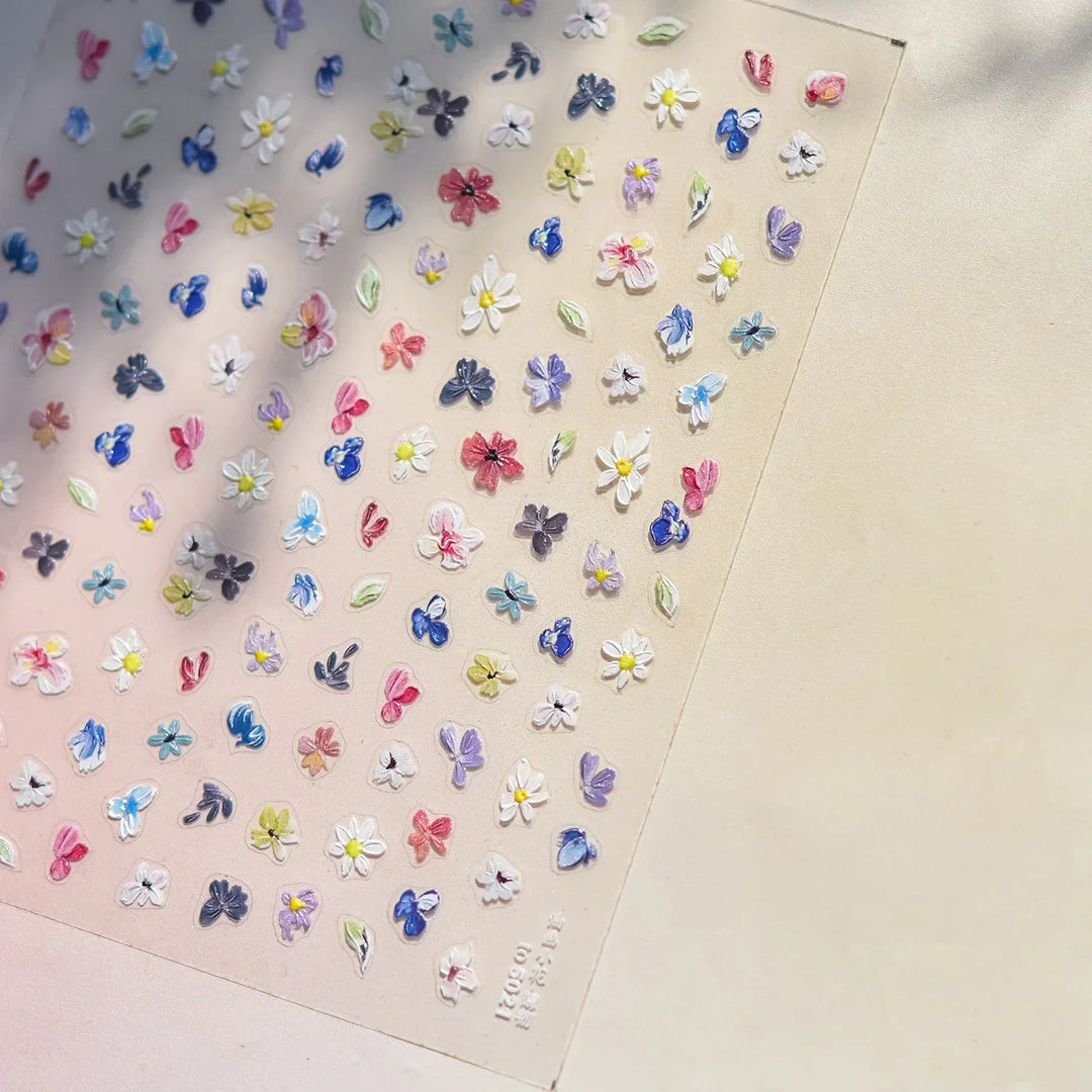 Lace Garden Bowknot Bow Tie Rose Flower Petal Pearl Irregular Border Self Adhesive 5D Nail Art Decoration Sticker Manicure Decal