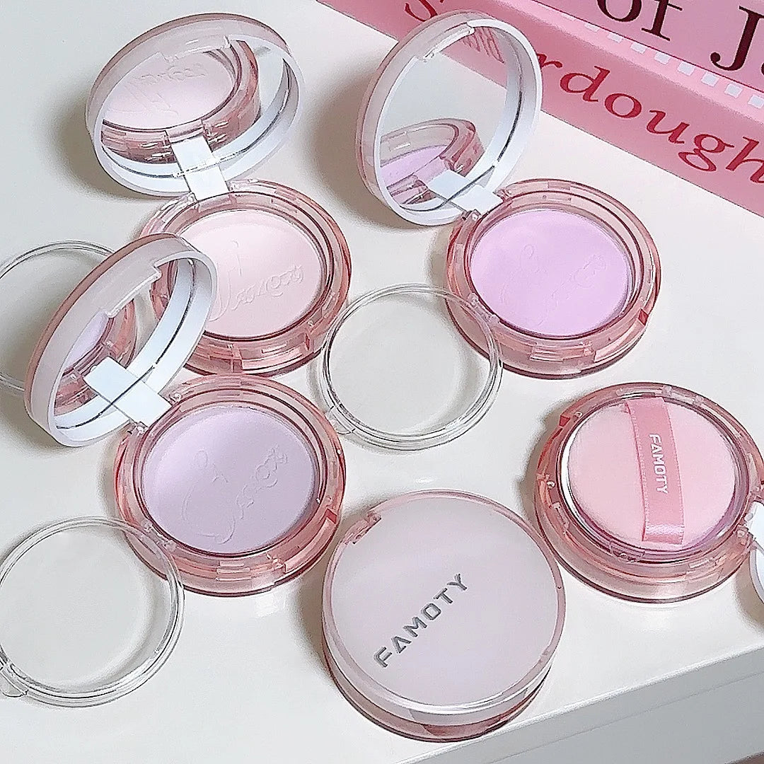 1Pc Matte Oil Control Pressed Powder Waterproof Concealer Pressed Setting Powder Lasting High Gloss Brighten Face Korean Makeup