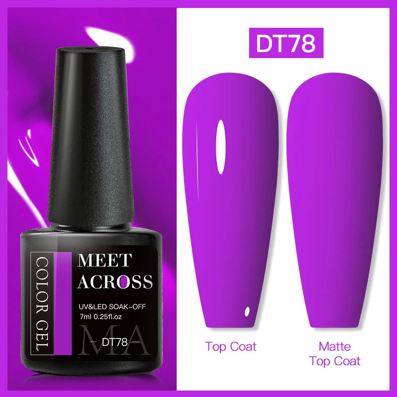 MEET ACROSS 7ml Fluorescent Gel Nail Polish Vernis Summer Neon Semi Permanent UV Gel Varnish Nail Art Manicure For Nails