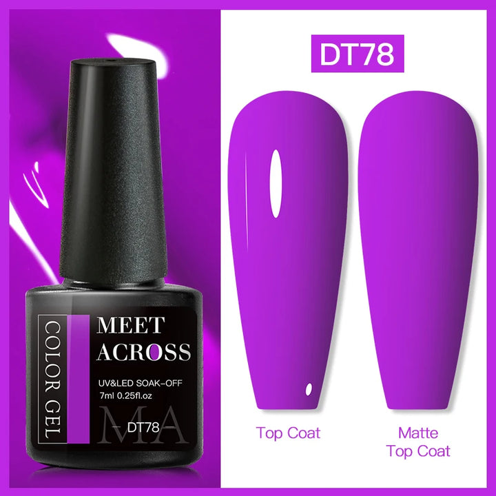 MEET ACROSS 7ml Fluorescent Gel Nail Polish Vernis Summer Neon Semi Permanent UV Gel Varnish Nail Art Manicure For Nails