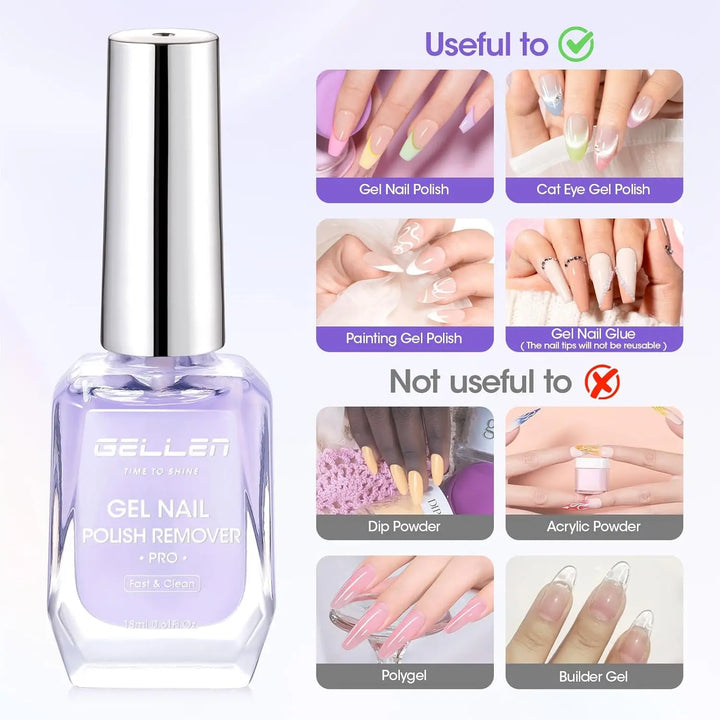 GELLEN Gel Nail Polish Remover Pro Kit with Peelable Liquid Latex Fast Nails Gel Remover Professional No Soaking Supplies