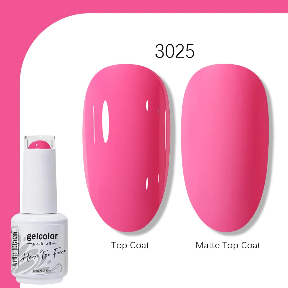 Arte Clavo Solid Color Gel Nail Polish 15ml Soak Off UV LED Gel Semi-Permanent Glitter Polish For Manicure Nail Art Salon Gel