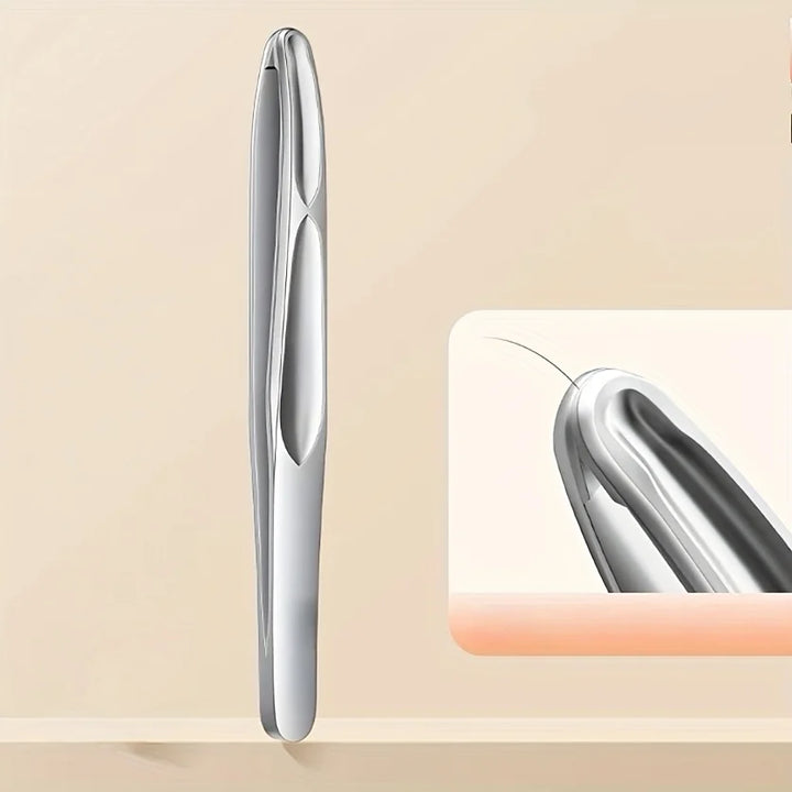 Stainless Steel Eyebrow Clips for Precision Beard and Mustache Trimming - Gentle on Light Beige, Round Head Tweezers with Design