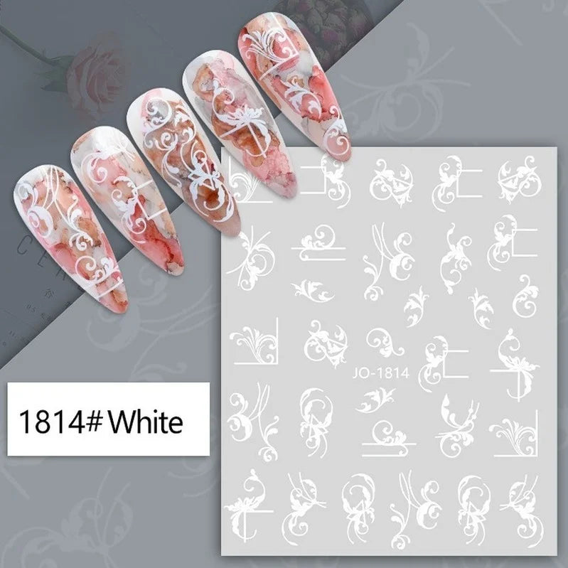Nail Art Stickers Woman Girl Sexy Sticker Body Press on Nail Slider Black White Decal Decoration Nail Design Accessories Wraps
