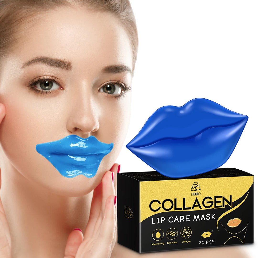 20pc collagen lip masks with hyaluronic acid—hydrate, prevent dryness & cracking, and nourish lips. Ideal for men & women.