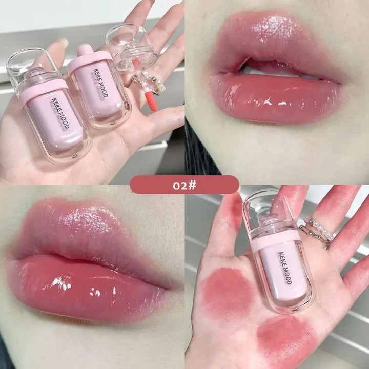 Crystal Glossy Lip Glaze Jelly Mirror Water Lip Gloss Lasting Moisturizing Sexy Lips Tint Korean Lip Glaze Girl Beauty Cosmetics