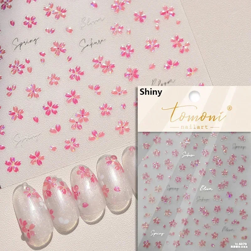 Hipster Pure White Flowers Rose Spring Lily Peony Camellia Daisy Jelly Cherry Blossom Magnolia Nail Art Stickers Manicure Decals