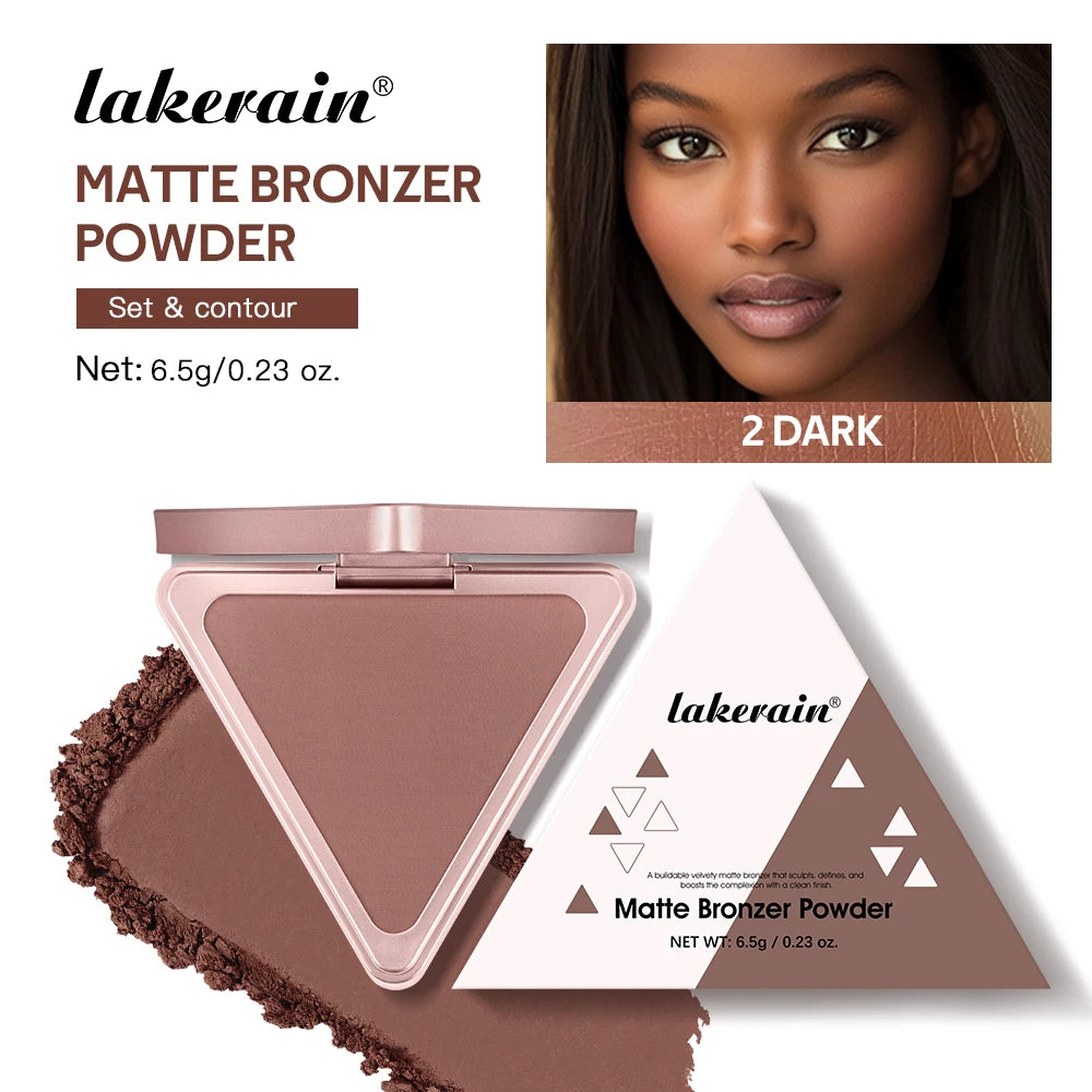 Lakerain Matte Bronzer Powder Long Lasting Makeup Effect Waterproof Sweatproof Setting Powder Oil Control Bronzer Face Makeup