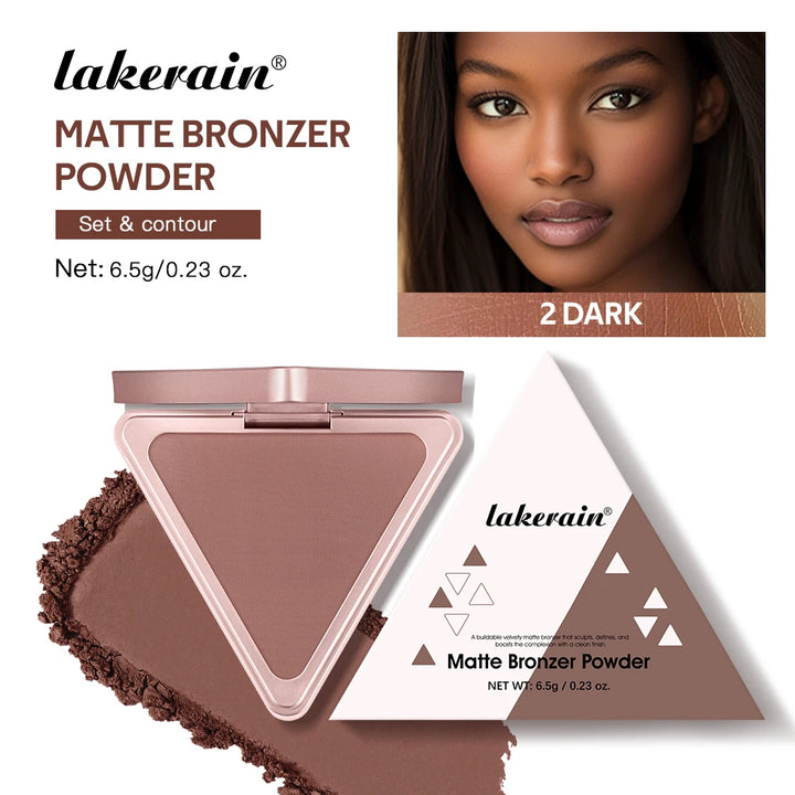 Lakerain Matte Bronzer Powder Long Lasting Makeup Effect Waterproof Sweatproof Setting Powder Oil Control Bronzer Face Makeup