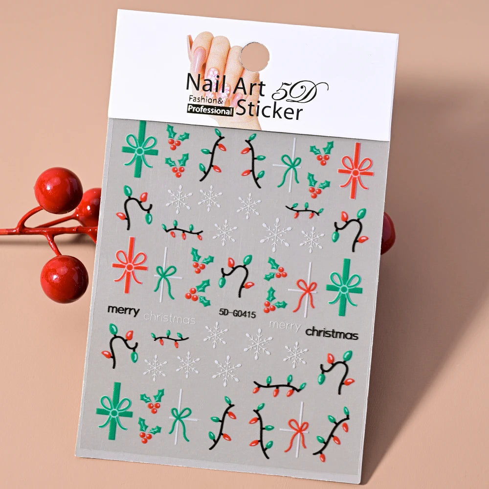 5D Embossed Sexy Red/Pink Lips Nail Stickers Self-Adhesive Blooming Red Lips Nail Decal Romantic Luxy Lady Lips Manicure Slider