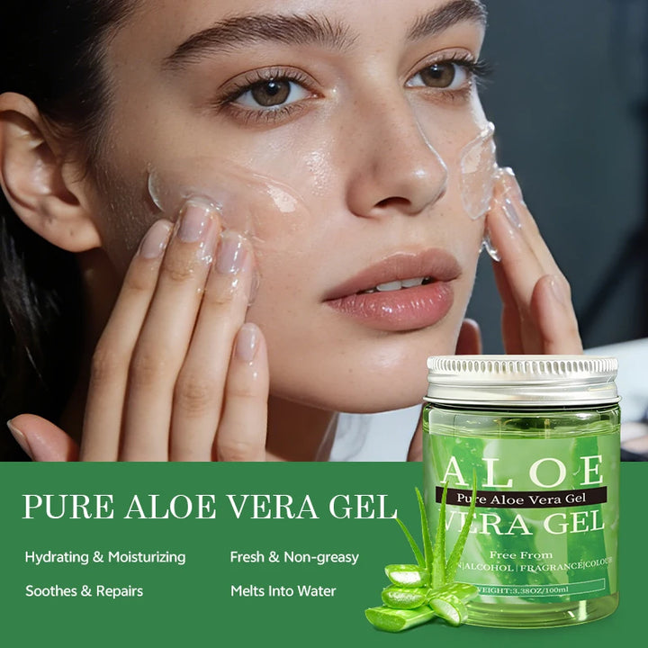 YUVK Pure Aloe Vera Gel Cold-Pressed Natural Facial Moisturizer for Face And Hair - Skin Hydrator And Hair Conditioner