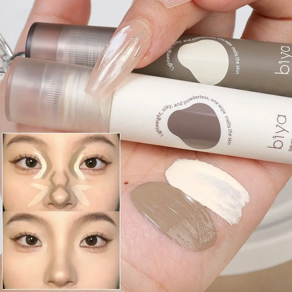 Matte Liquid Concealer Contouring Stick Skin Brighten Face Bronzer Contour Highlighter Grey Brown Woman V-face Shaping Cosmetics
