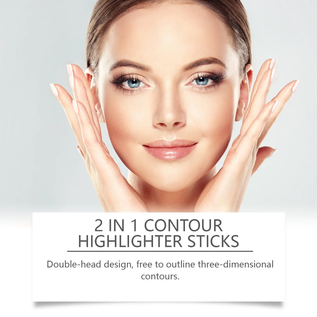 Contour Stick Dual Ended Stick Highlighter Easy Blend Travel Friendly Long Lasting Natural Finish Oil Lightweight Coverage