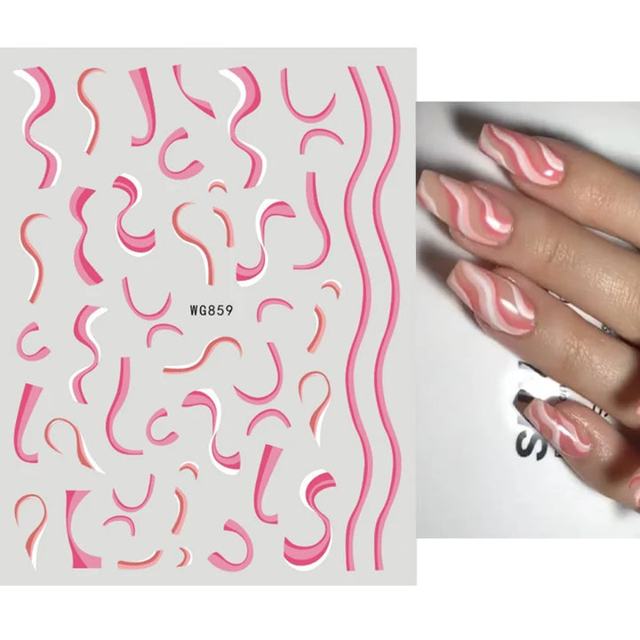 Nail Art Stickers Water Decals Eyes Stripe Nail Art Decorations for Manicure Accessories Press on Nails Foil Stickers and Decals