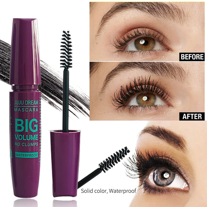 Black Mascara Thickening - Long-Lasting, Volumizing , Fiber Formula with 360° Spiral Brush Waterproof Liquid Fiber Mascara