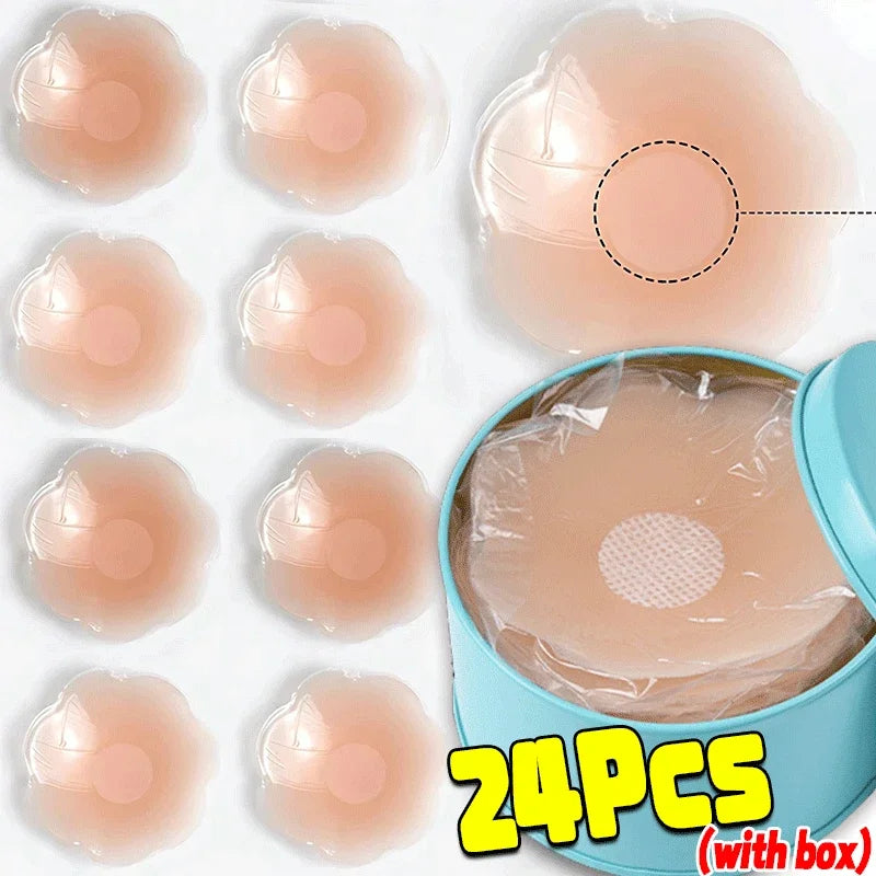 2-24PCS Invisible Self Adhesive Chest Paste Reusable Sticker Breast Petal Strapless Lift Up Bra Pad Silicone Petal Nipple Cover