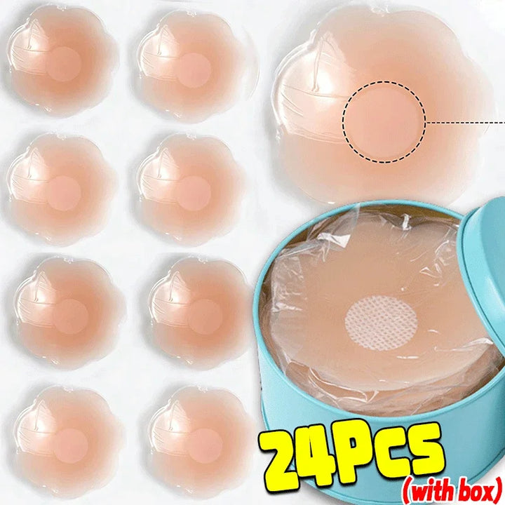 2-24PCS Invisible Self Adhesive Chest Paste Reusable Sticker Breast Petal Strapless Lift Up Bra Pad Silicone Petal Nipple Cover