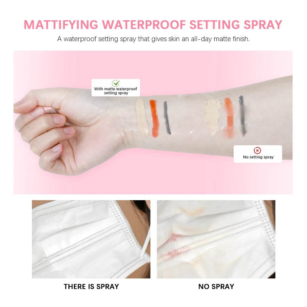 Waterproof Mattifying Setting Spray Glossy Matte Base Makeup Control Oil Non-Sticky Waterproof Make-up Fixer Spray For All Skin
