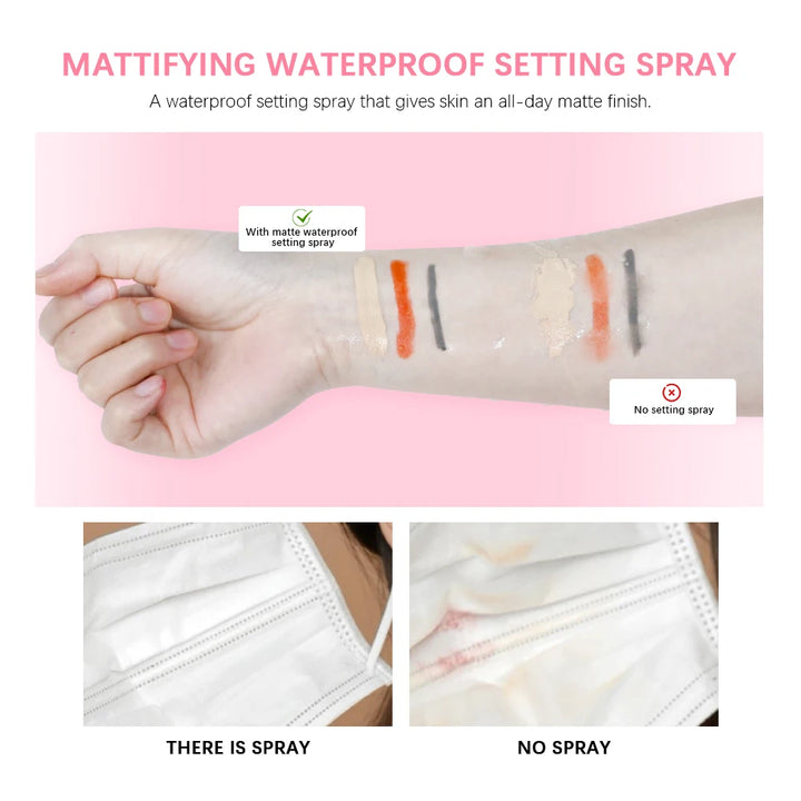Waterproof Mattifying Setting Spray Glossy Matte Base Makeup Control Oil Non-Sticky Waterproof Make-up Fixer Spray For All Skin