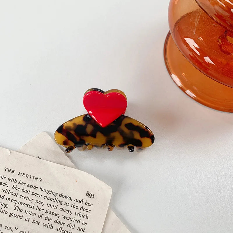 Creative color matching acetate hair clip sweet and cute girl love grab clip back head plate hair shark clip hair accessories
