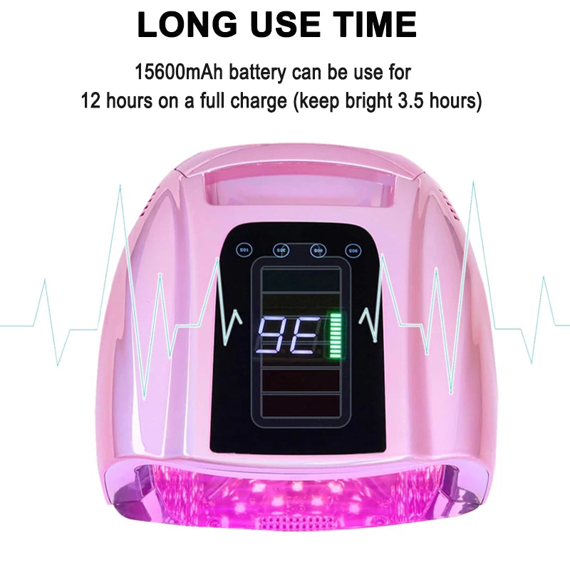 Rechargeable Nail lamp Portable 15600mAh Lampara de unas LED UV recargable de  96W Gel Polish Dryer Led Light for Nails