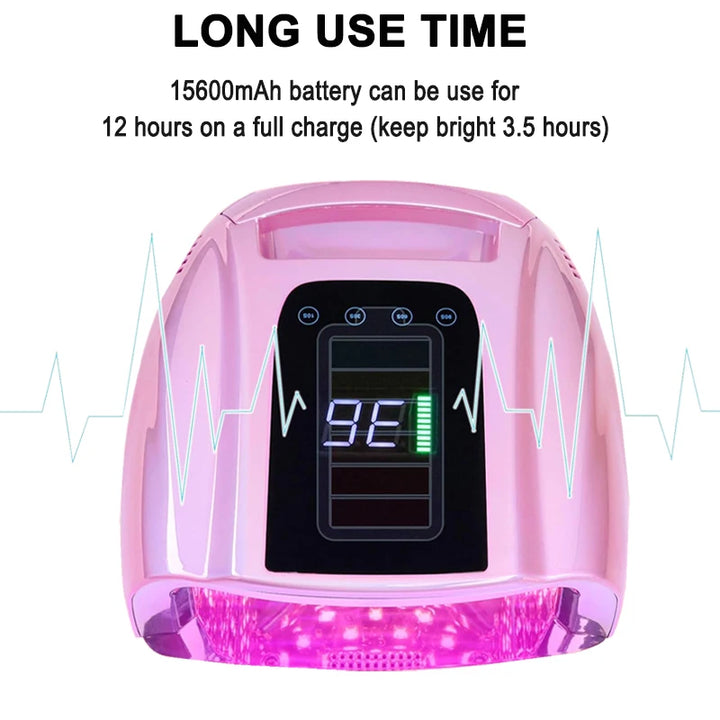 Rechargeable Nail lamp Portable 15600mAh Lampara de unas LED UV recargable de  96W Gel Polish Dryer Led Light for Nails