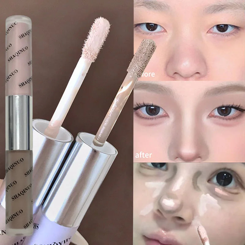 Double-head Nose Shading Contouring Brighten Stick Liquid Natural Waterproofing Grayish-brown Tone Face Contour Brighten Makeup