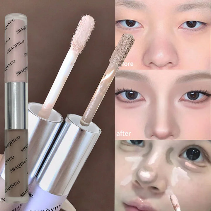 Double-head Nose Shading Contouring Brighten Stick Liquid Natural Waterproofing Grayish-brown Tone Face Contour Brighten Makeup