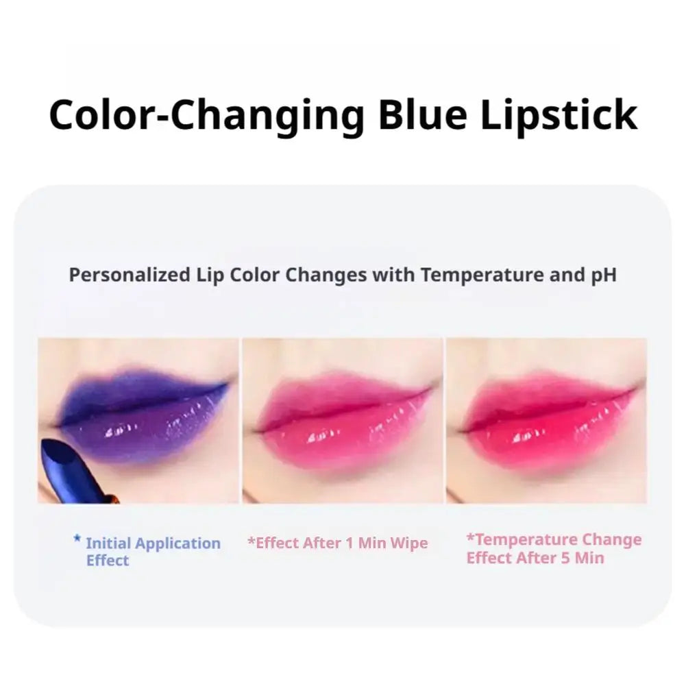1/2PCS Magic Discoloration Blue-Rose Lipstick, Shimmer Color Changing Blue Lipstick Long-Lasting Moisturizing Lip Balm For Women