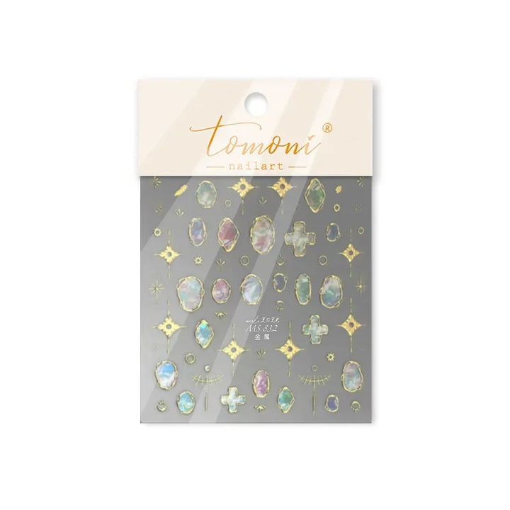Gold Scepter Frames Nail Art Stickers Lavish Jewel Crown Patterns 5D Metal Nail Sticker Self Adhesive Manicure Decorat Decal DIY