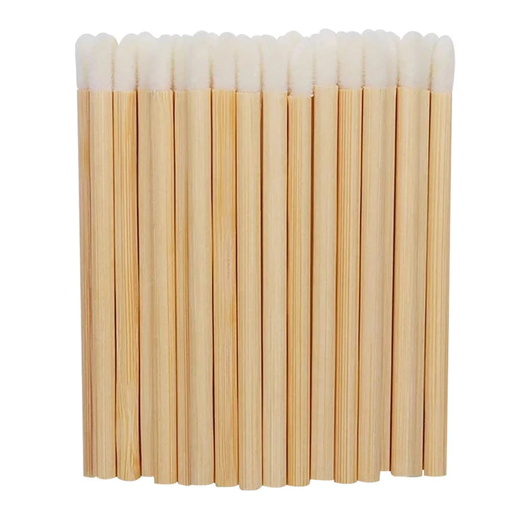 50/100pcs Lip Brushes Bamboo Handle Lip Brushes Lipstick Gloss Wands Applicator Makeup Tool For Eyelashes Extension Accessories