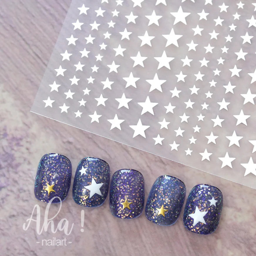 3D Nail Art Stickers  Translucence Moon/Star/Cloud Ultra-thin Nail Decals 3d Self-Adhesive White Cloud Moon Star Kawaii Sliders
