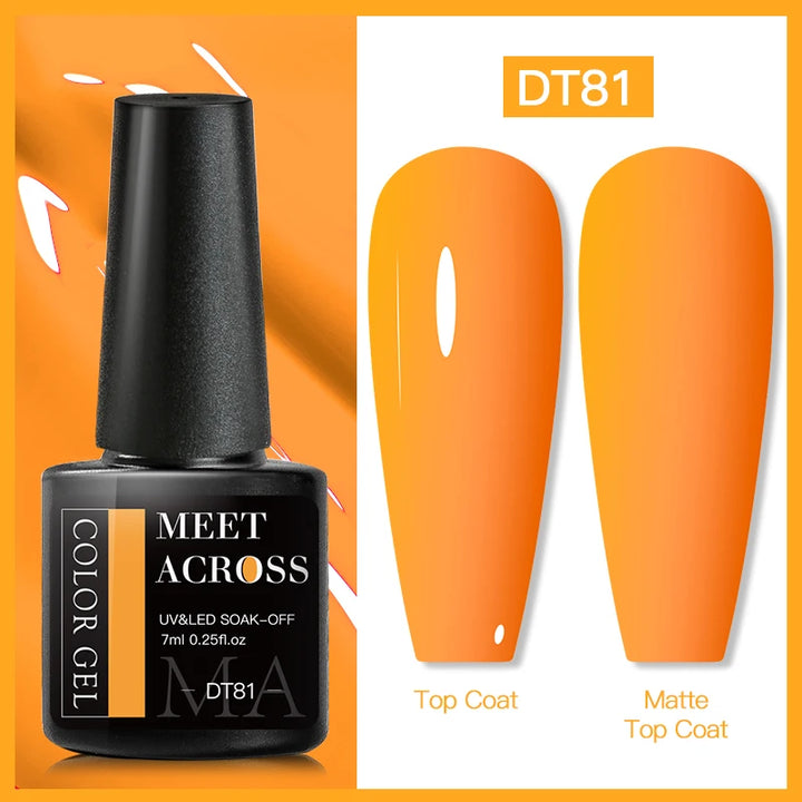 MEET ACROSS 7ml Fluorescent Gel Nail Polish Vernis Summer Neon Semi Permanent UV Gel Varnish Nail Art Manicure For Nails