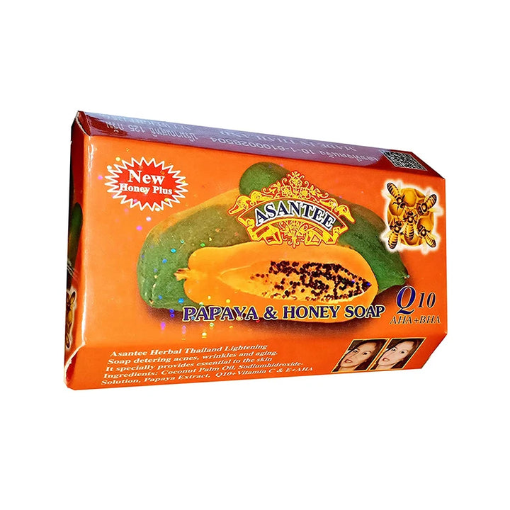 Thailand ASANTEE Papaya Honey Herb Soap Whitening Handmade Soap Lightening Skin Moisturizing Cleansing Anti-aging (1 piece)