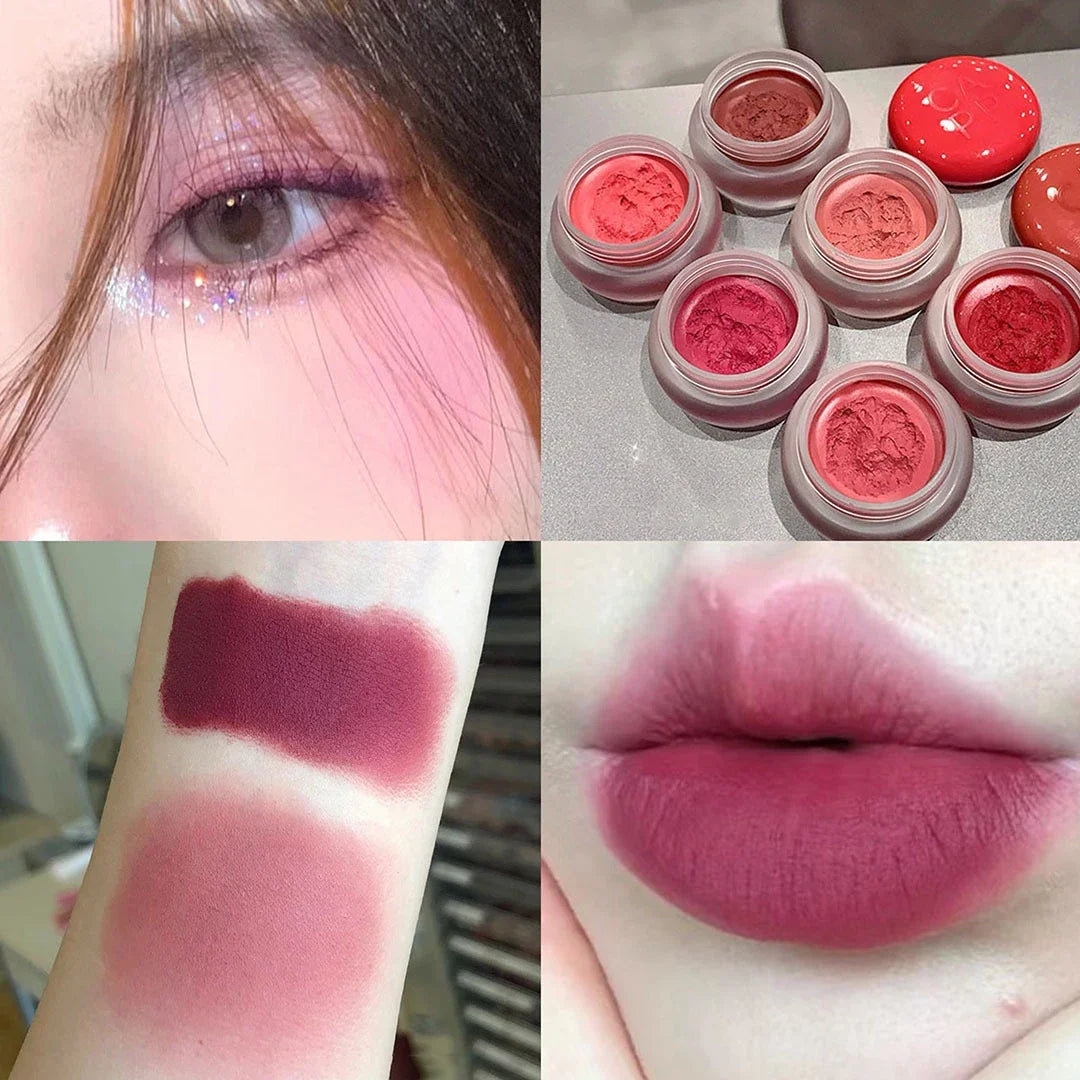 Canned Lip Mud Mist Lipstick Moisturizing Velvet Matte Mousse Solid Lip Gloss Cheek Blush Cream Tint Lips Makeup Korean Cosmetic