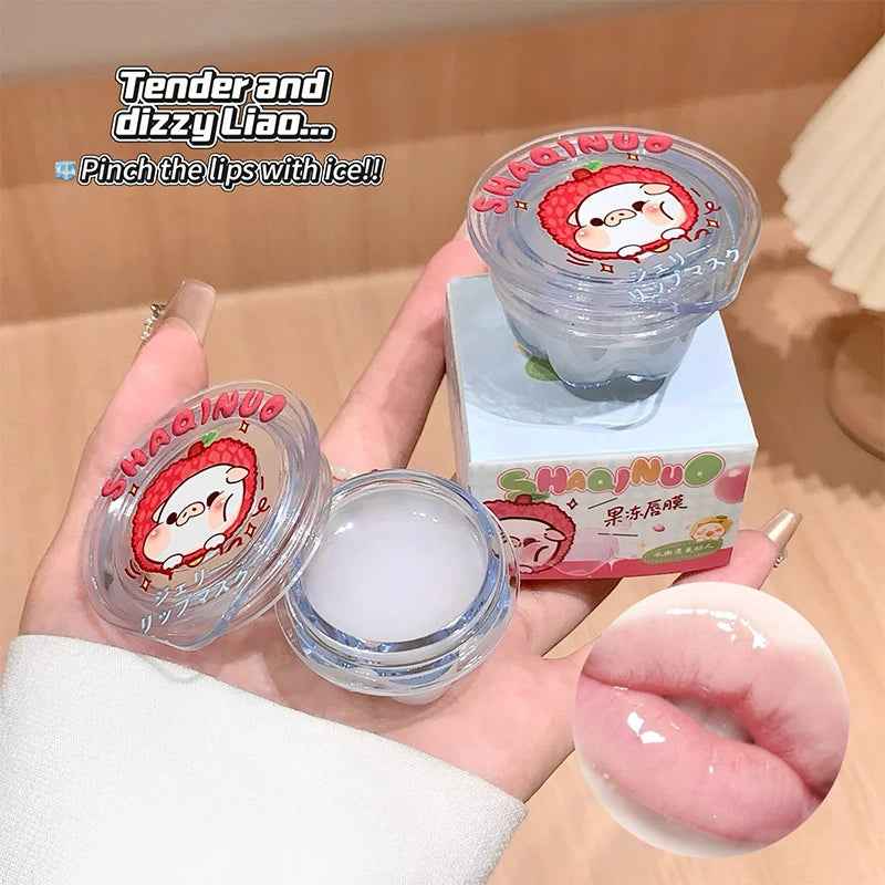 Shaqinuo Jelly Lip Mask Moisturizing and Hydrating Sleep Fruit Lip Balm for Students, Reduces Lip Lines, Prevents Dryness and Cracking, Christmas Gift, Essential for Autumn and Winter