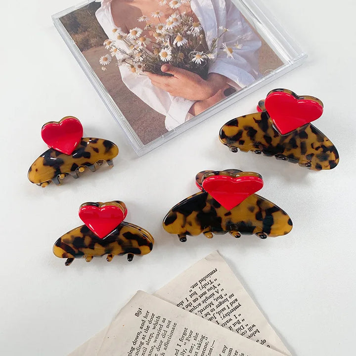 Creative color matching acetate hair clip sweet and cute girl love grab clip back head plate hair shark clip hair accessories